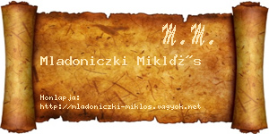 Mladoniczki Miklós névjegykártya